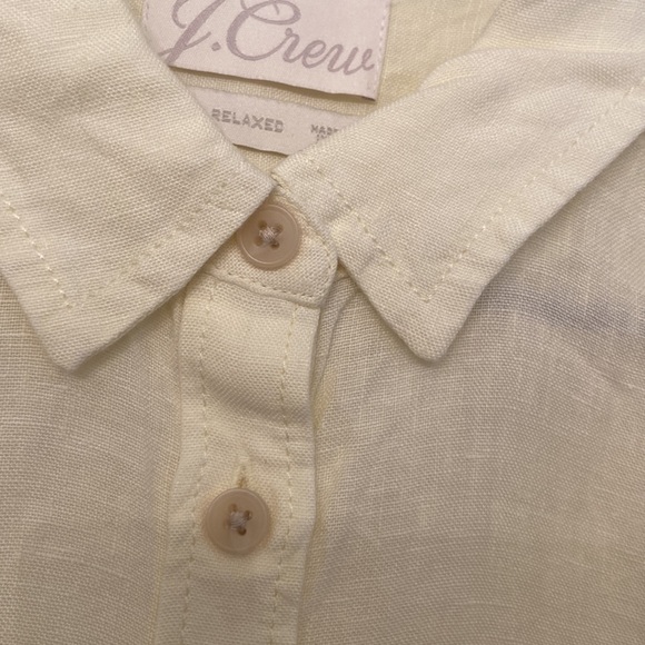 J. Crew BAIRD McNUTT Irish Linen top. New without tags!  Yellow, cream buttons - Picture 4 of 13